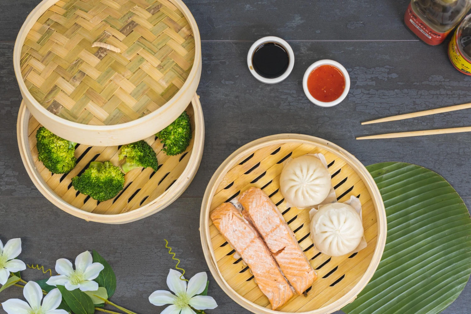 Sareva Stoommandje - Bamboe - 2-laags - ø 25 Cm 4 Sareva Stoommandje - Bamboe - 2-laags - ø 25 Cm - Afbeelding 2