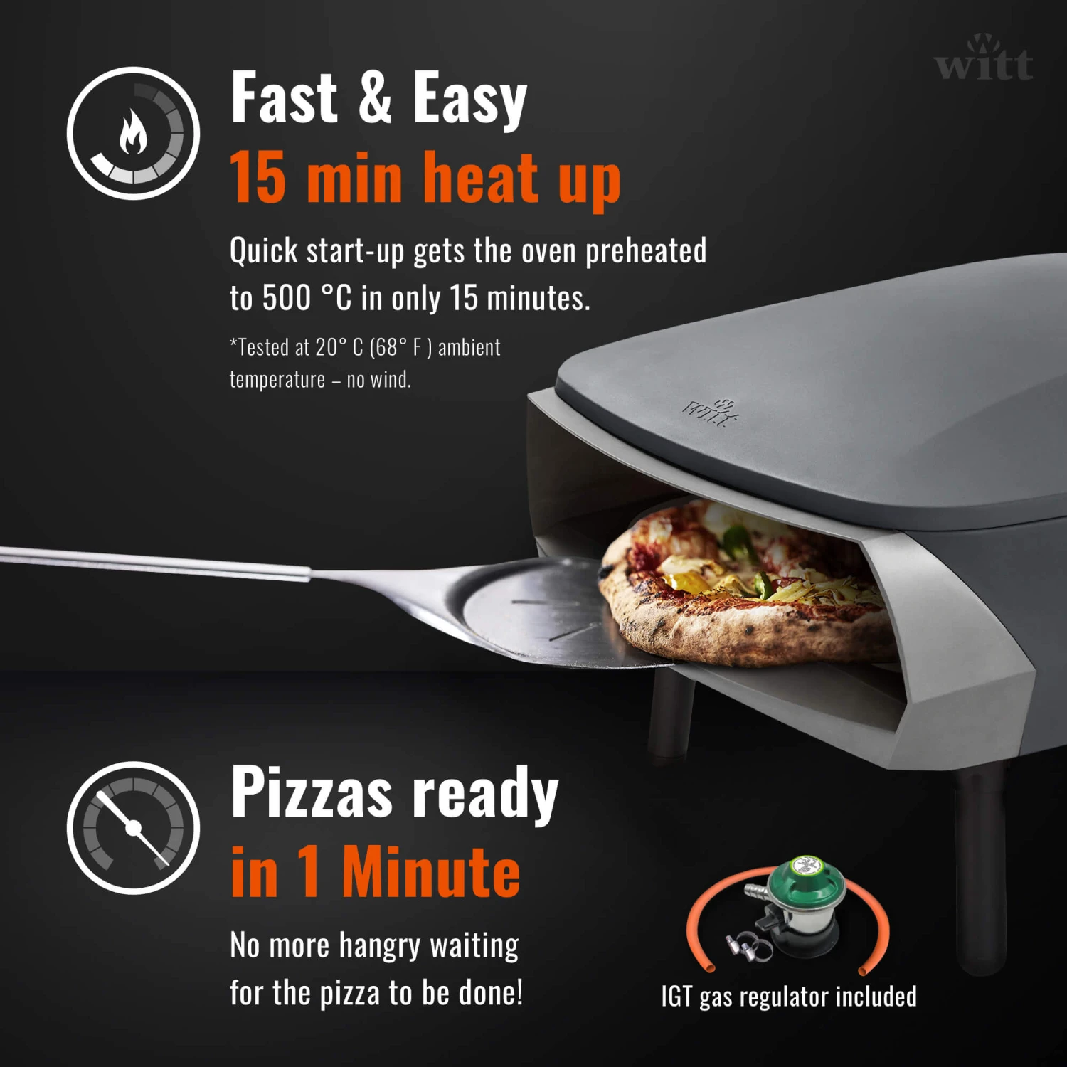 Witt Pizza Oven Etna Rotante - Op Gas Voor Buiten - Mat Grafiet - Voor ø 40 Cm Pizza's - Roterende Pizzasteen 4 Witt Pizza Oven Etna Rotante - Op Gas Voor Buiten - Mat Grafiet - Voor ø 40 Cm Pizza's - Roterende Pizzasteen - Afbeelding 2